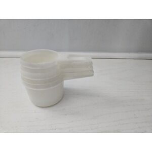 Vintage Tupperware Measuring Cups Sheer White Stacking Nesting - Set‎ of 5